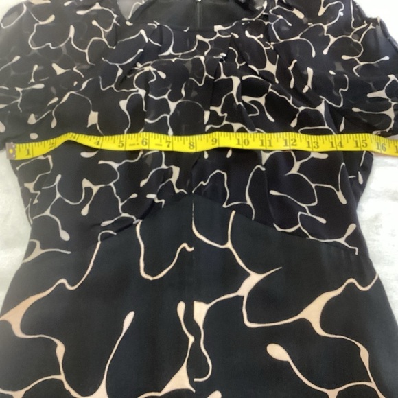 Club Monaco Silk Mixed Media Dress Black Tan Long Sleeve Abstract Print Luxury - Picture 6 of 9